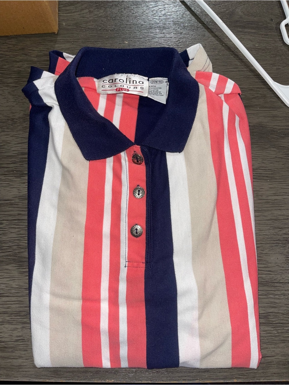 Carolina Colours Women 20W Multi Color Stripe Shirt Cotton Blend Short Sleeve